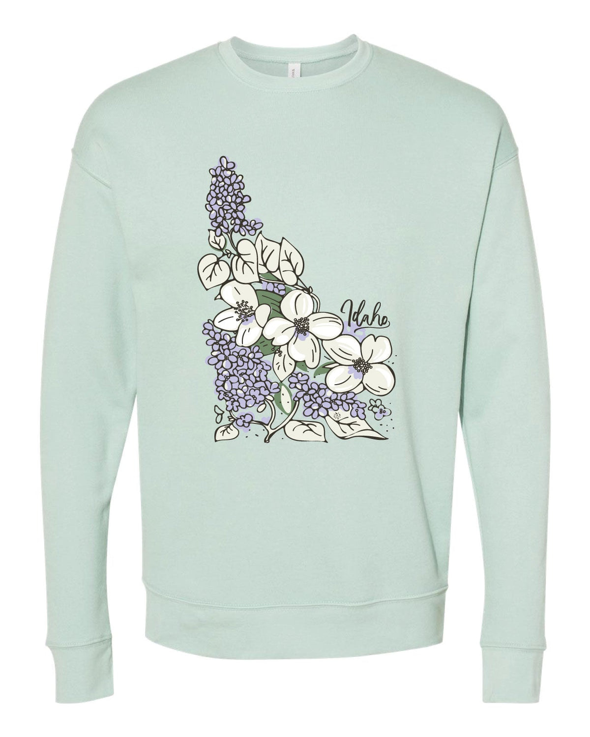 Idaho Syringa State Flower Sweatshirt - Dusty Blue