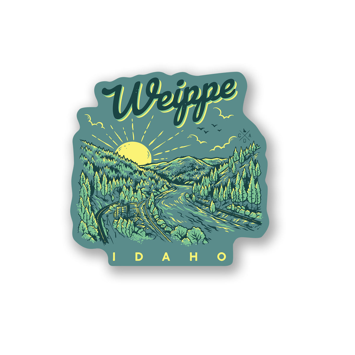 Weippe Idaho River & Rails sticker