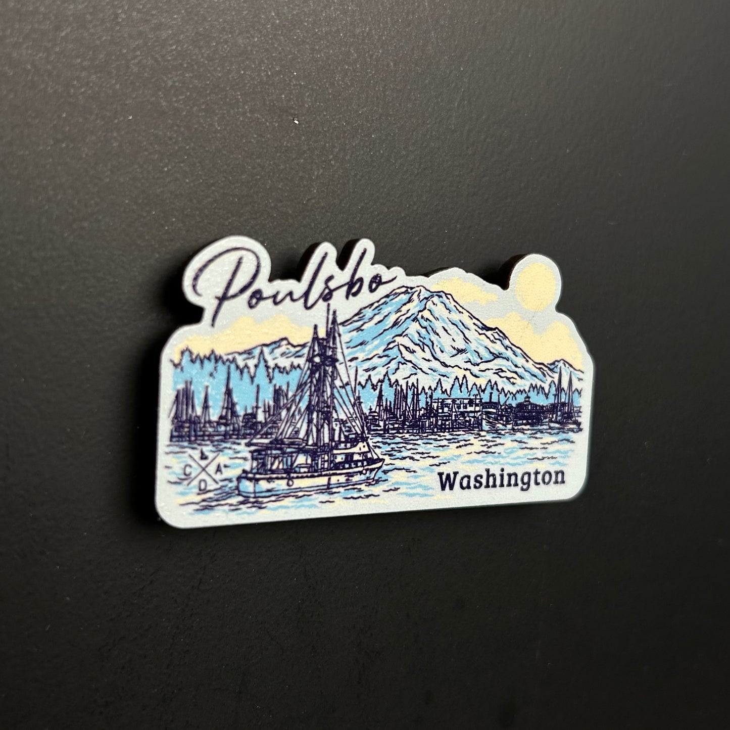 Poulsbo Marina Wooden Magnet