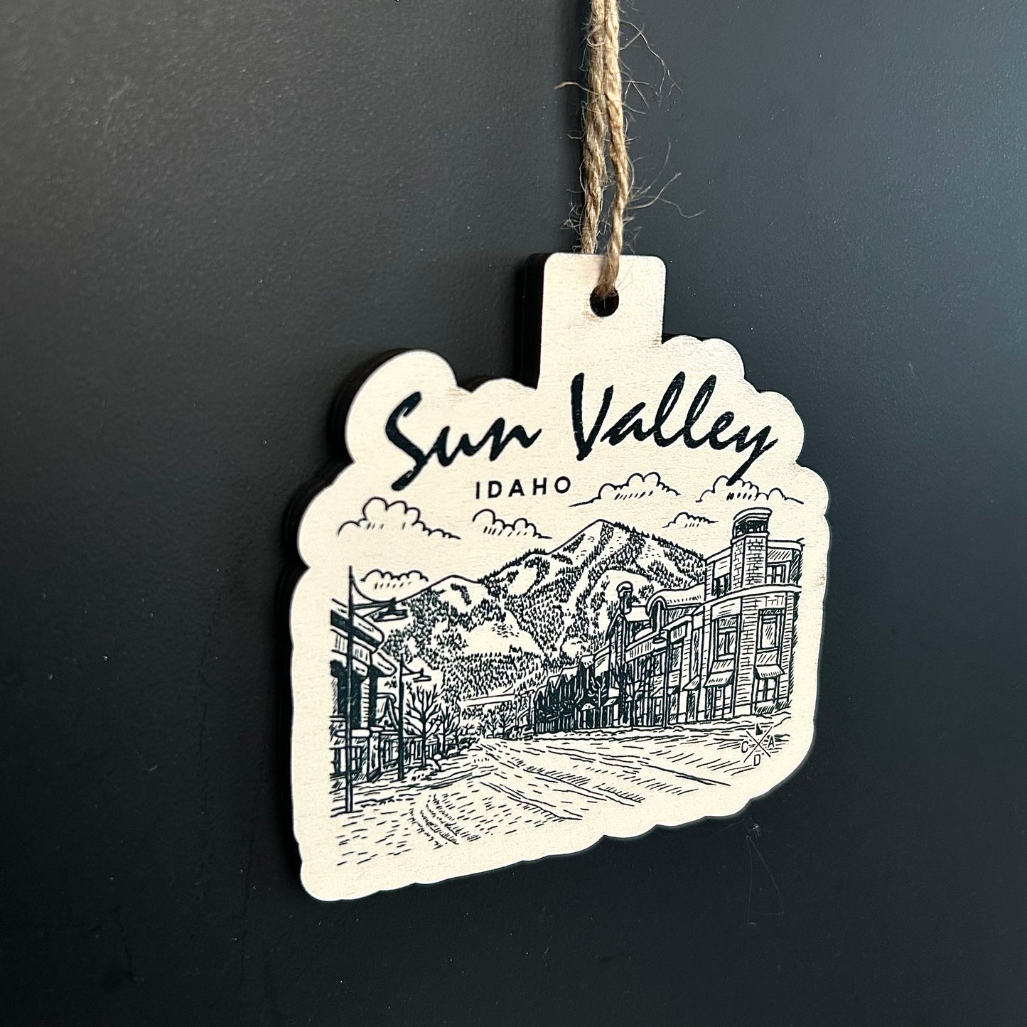 Sun Valley Idaho Downtown Wooden Ornament