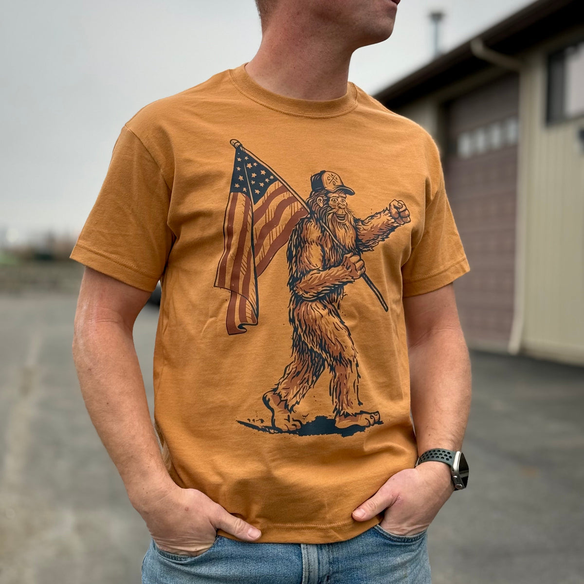 Bigfoot USA Flag Tee (CDA Edition) - Toast (100% Cotton)