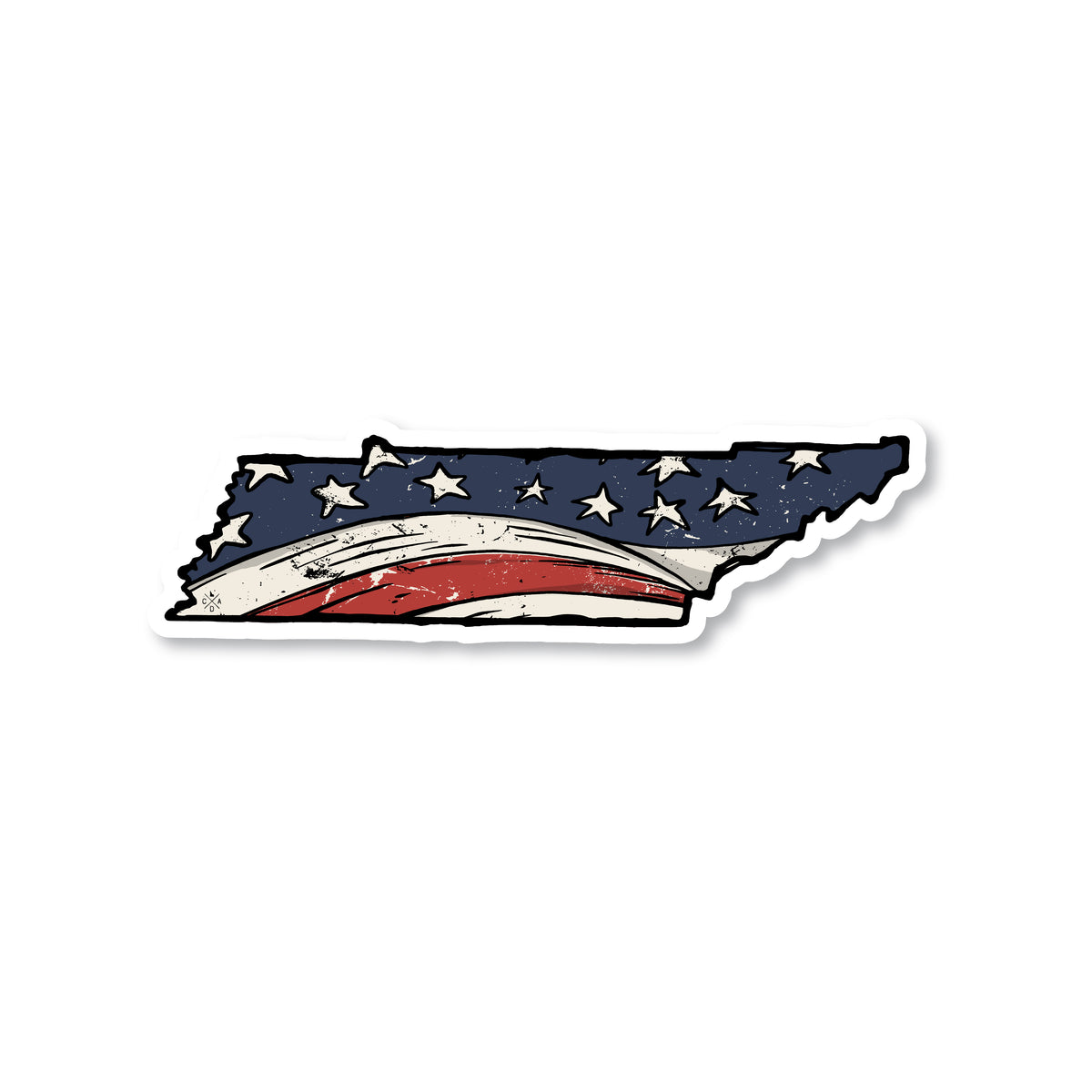 Tenessee American Flag Sticker