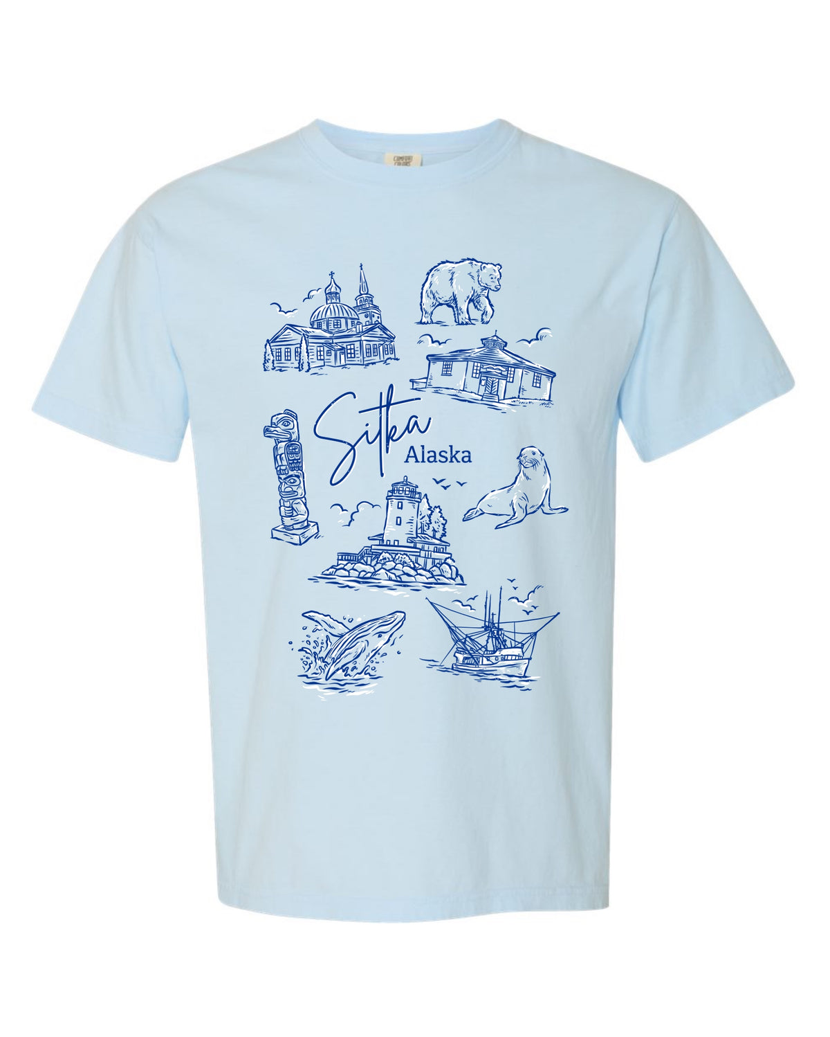 Scenes of Sitka Tee - Chambray (100% Cotton)
