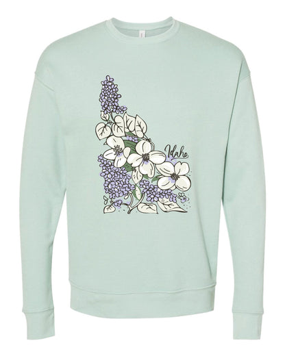 Idaho Syringa State Flower Sweatshirt - Dusty Blue