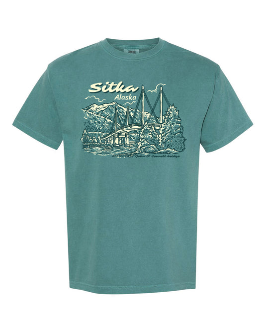 John O'Connel Bridge Sitka Alaska Tee - Emerald (100% Cotton)