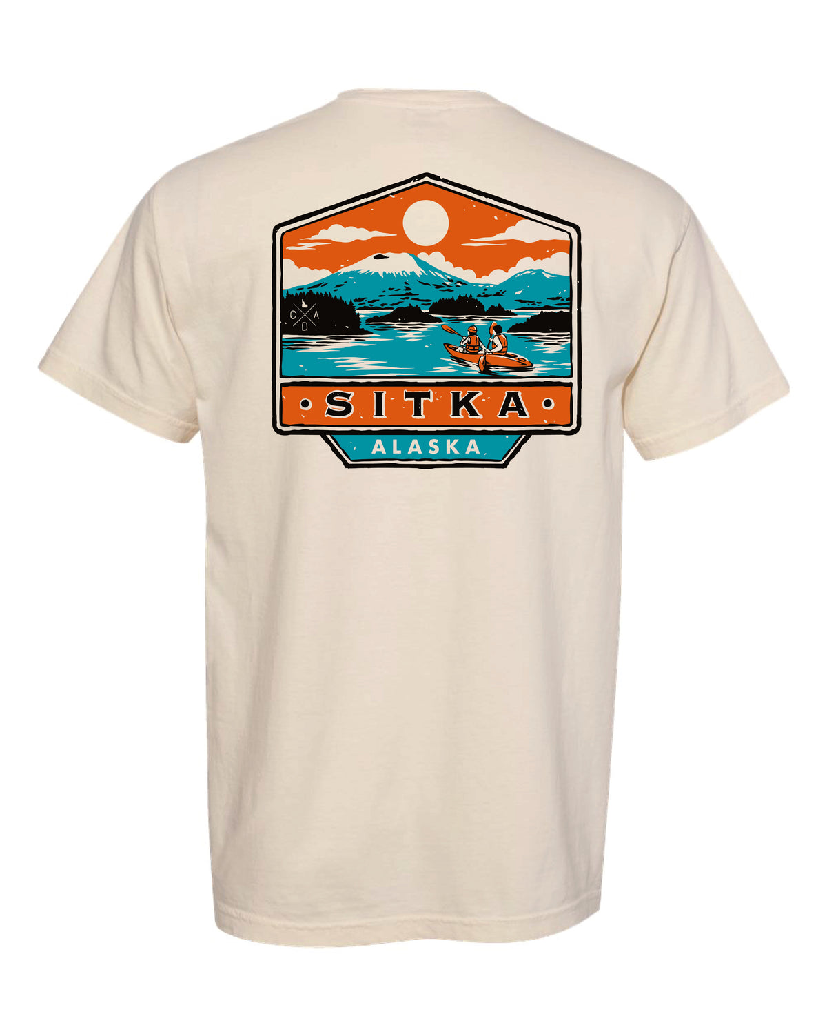Sitka Alaska In A Kayak Tee - Ivory (Front/Back)