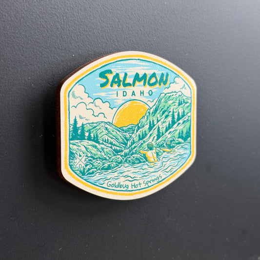 Goldbug Hot Springs Salmon Idaho Wooden Magnet