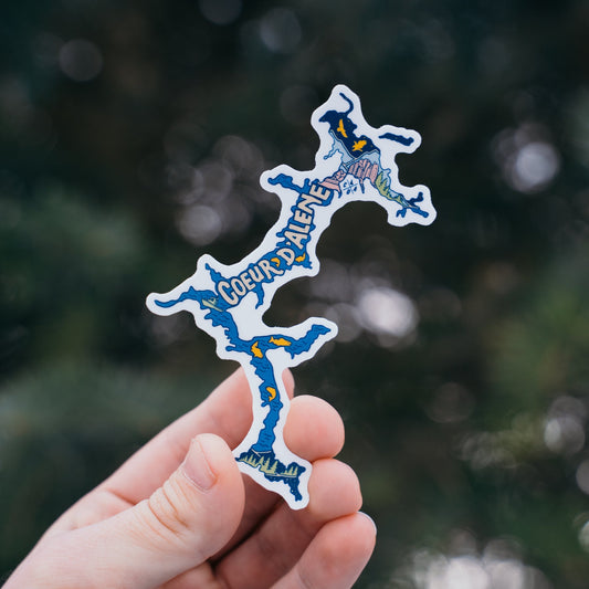 Coeur d'Alene Lake Illustrated Sticker