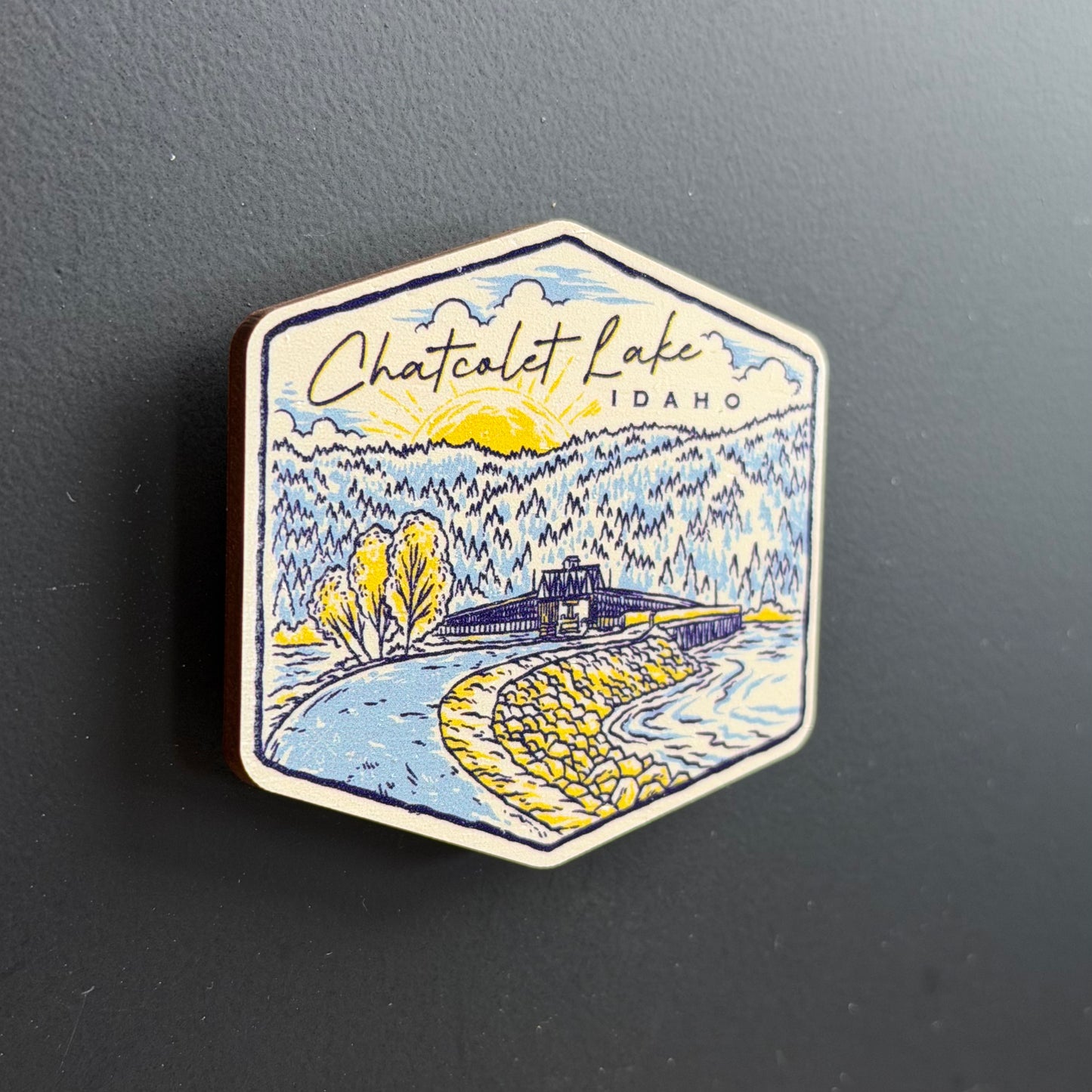 Chatcolet Lake Idaho Wooden Magnet