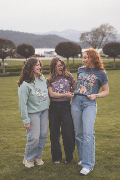 Idaho Syringa State Flower Sweatshirt - Dusty Blue