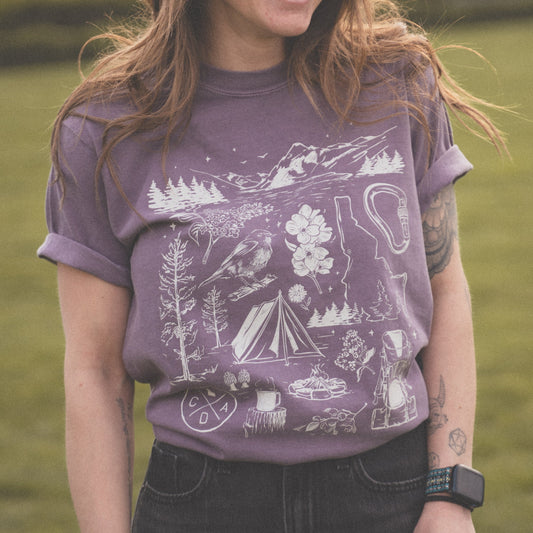 Coeur d'Alene Explorer Tee - Wine (100% Cotton)