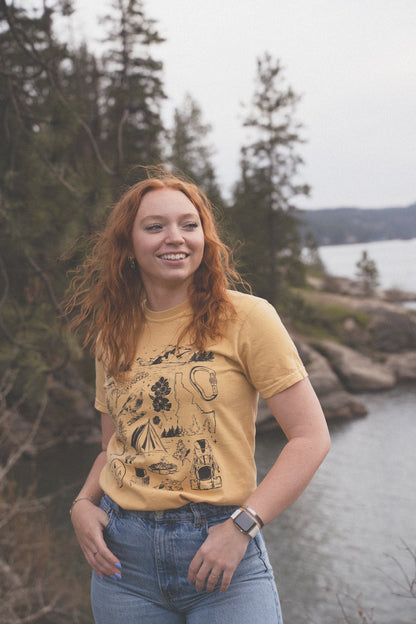 Coeur d'Alene Explorer Tee - Mustard (100% Cotton)