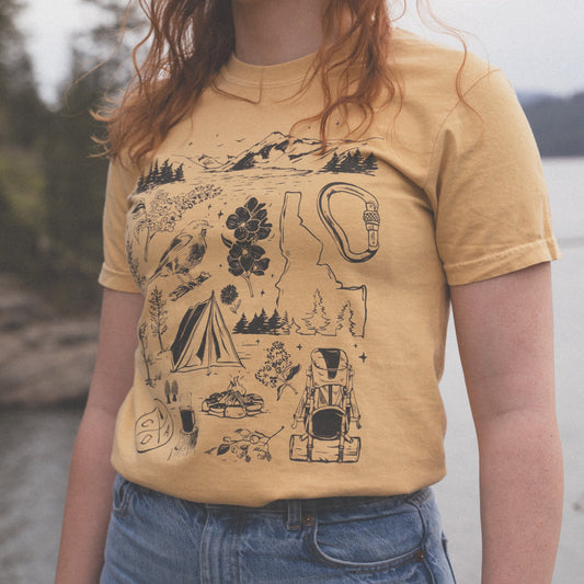 Coeur d'Alene Explorer Tee - Mustard (100% Cotton)