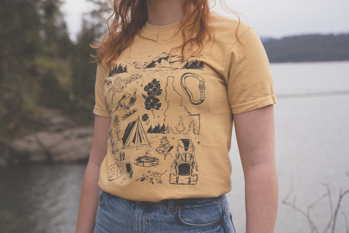 Coeur d'Alene Explorer Tee - Mustard (100% Cotton)