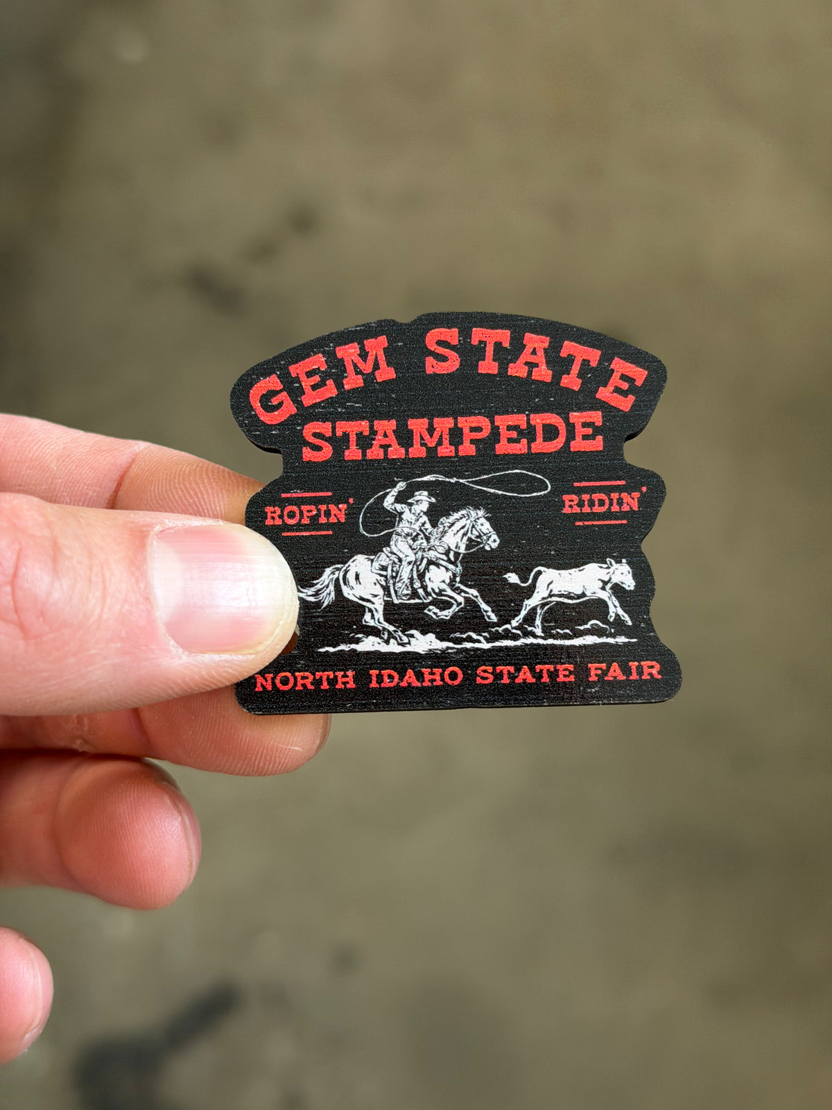 Gem State Stampede Calf Roping - Wooden Magnet (Printed)
