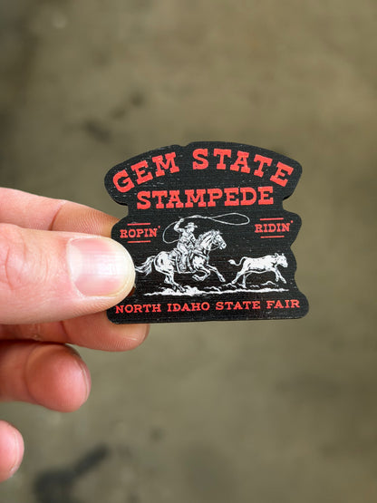 Gem State Stampede Calf Roping - Wooden Magnet (Printed)