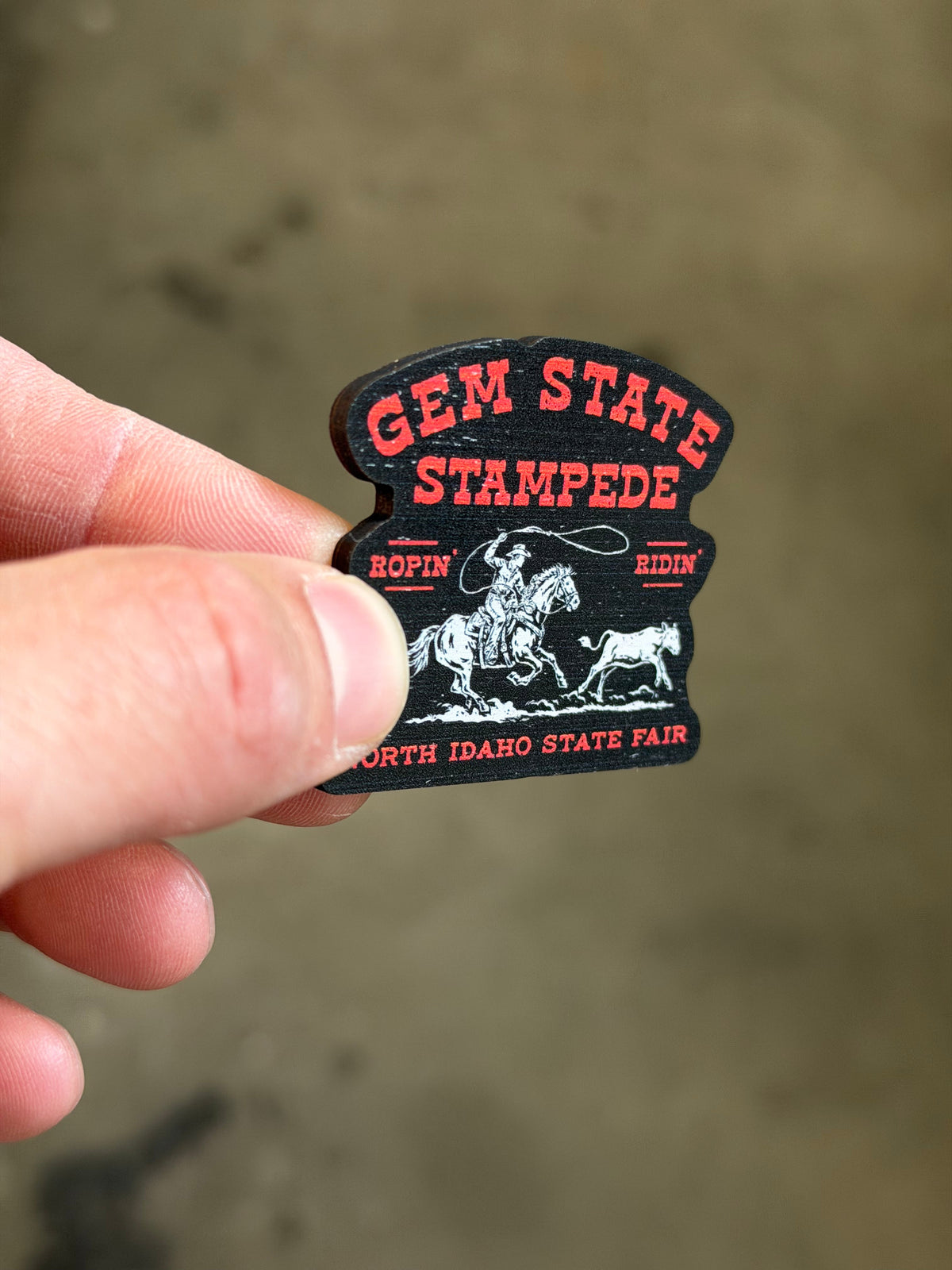 Gem State Stampede Calf Roping - Wooden Magnet (Printed)