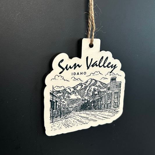 Sun Valley Idaho Downtown Wooden Ornament