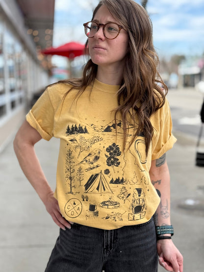 Coeur d'Alene Explorer Tee - Mustard (100% Cotton)