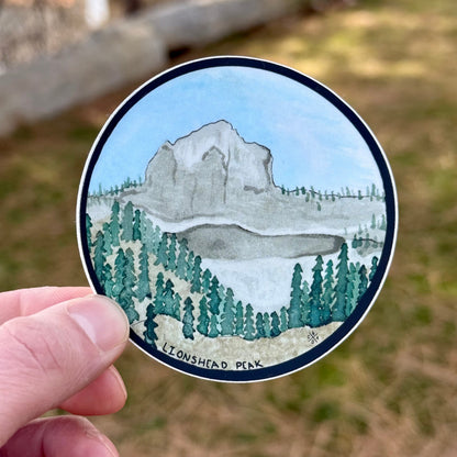 Lions Head Peak Watercolor Sticker