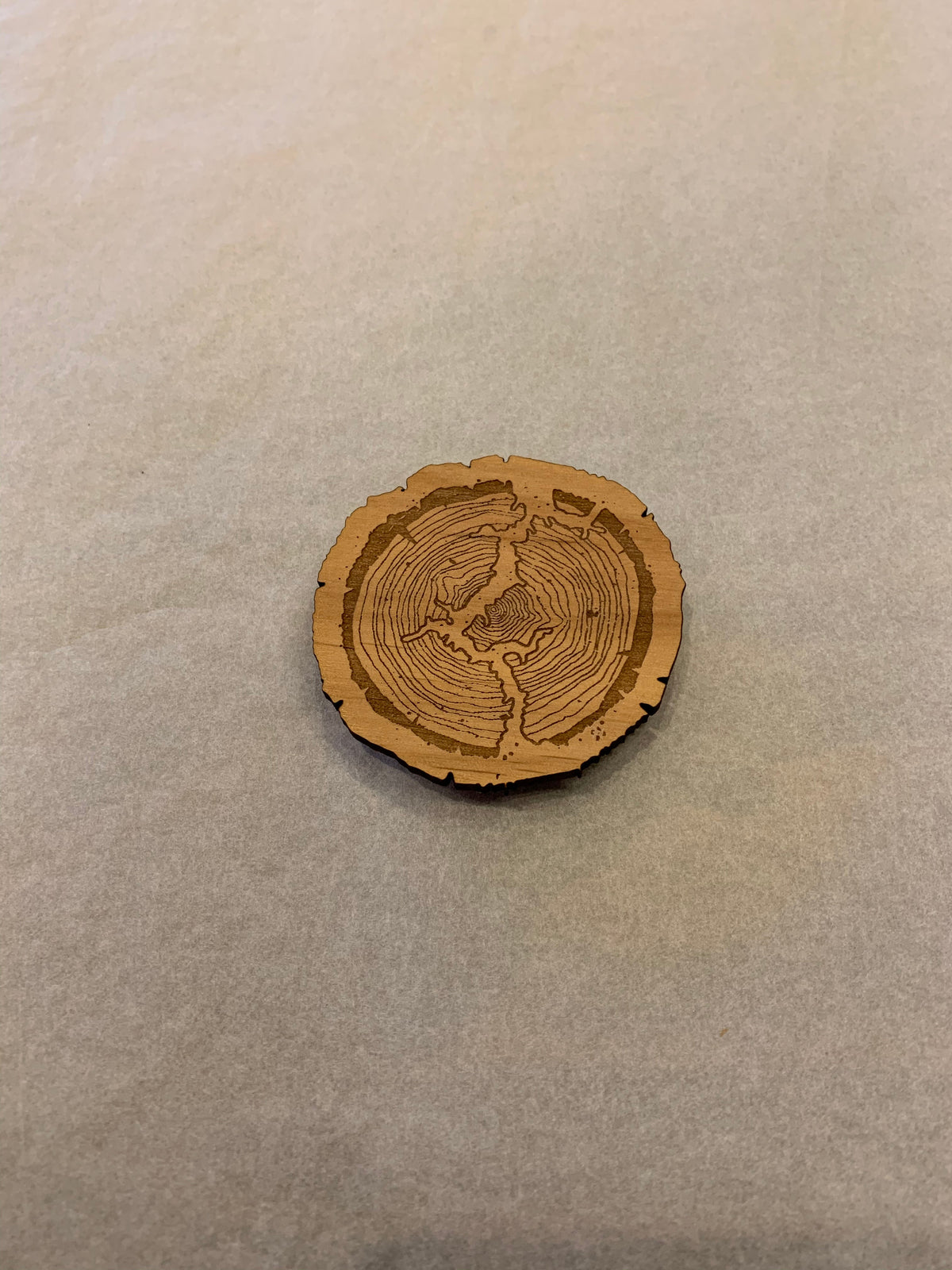 CDA Lake Tree Ring Wooden Magnet (Engraved)