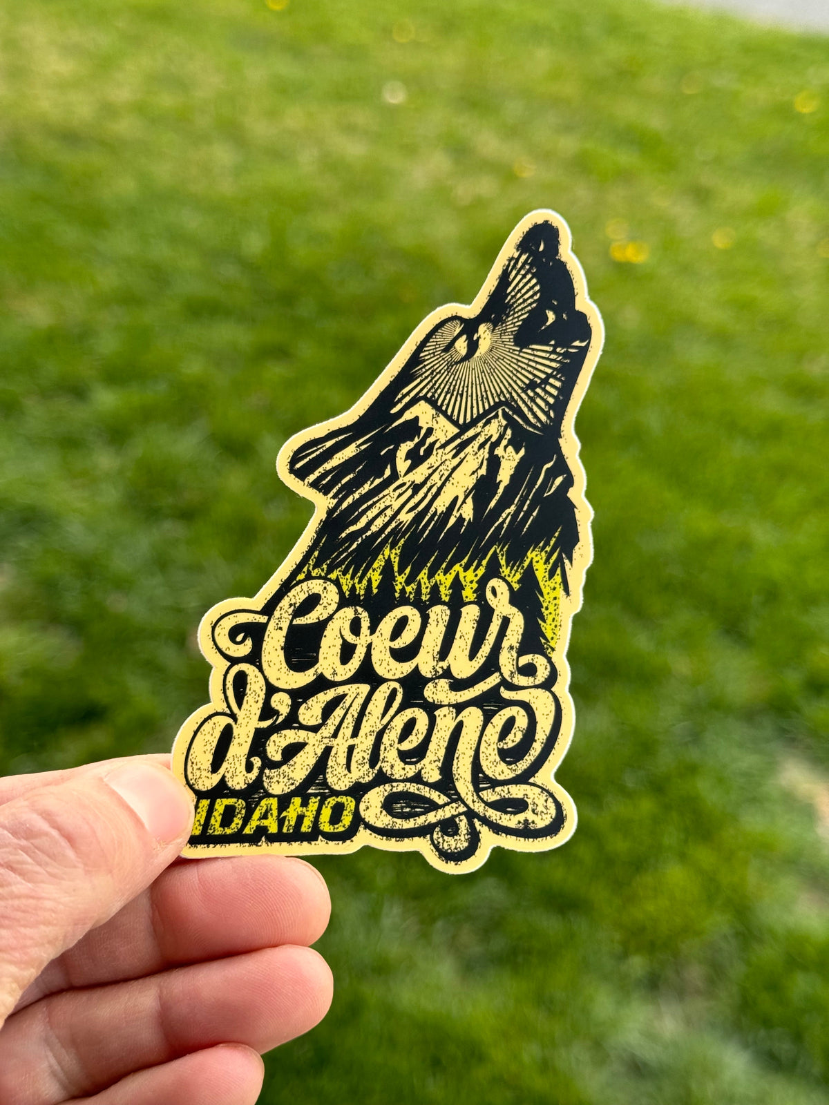 Coeur d'Alene Howling Wolf Sticker