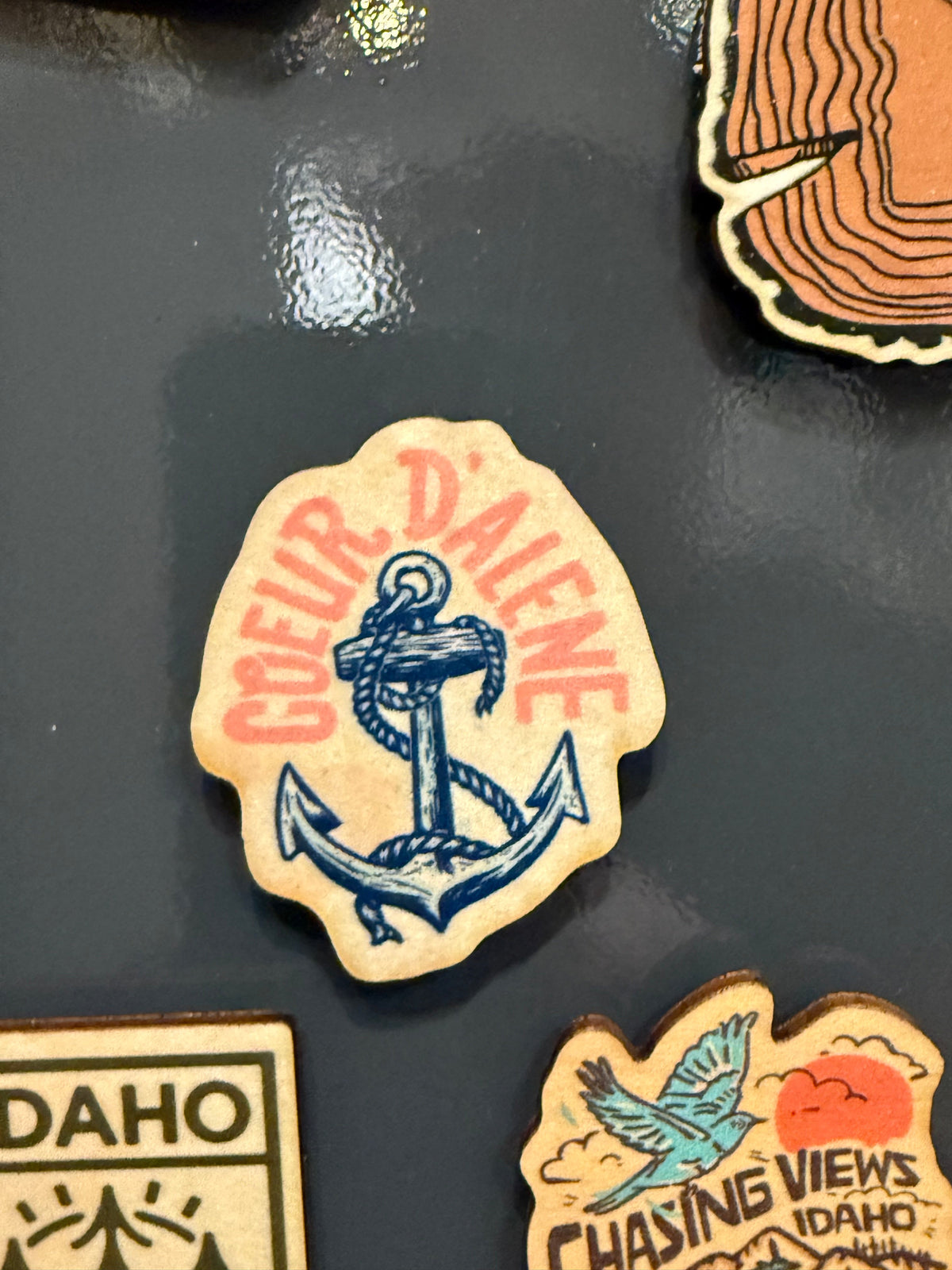 Coeur d'Alene Anchor Bubbles - Wooden Magnet (Printed)