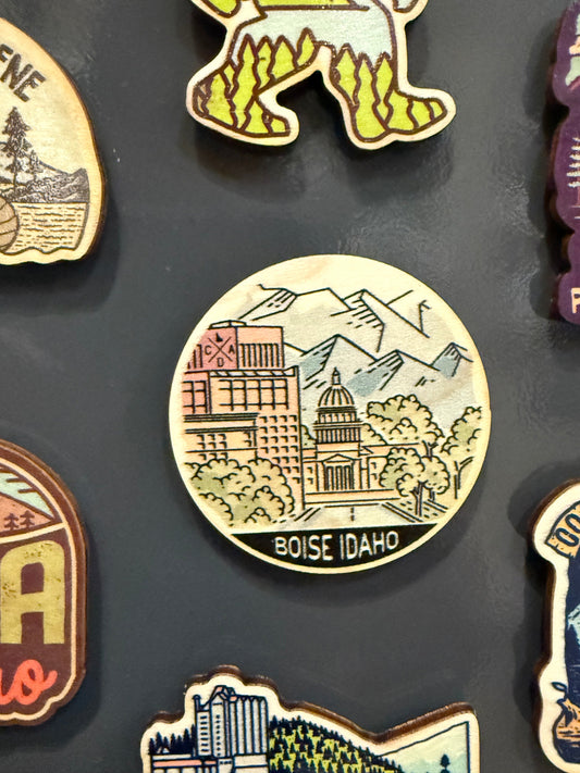 Boise Idaho Capital View - Wooden Magnet (Printed)