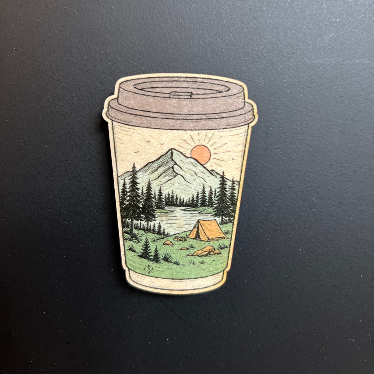 Great Outdoors Coffee To Go - Wooden Magnet (Printed)