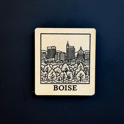 Simple Boise Idaho Wooden Magnet (Printed)