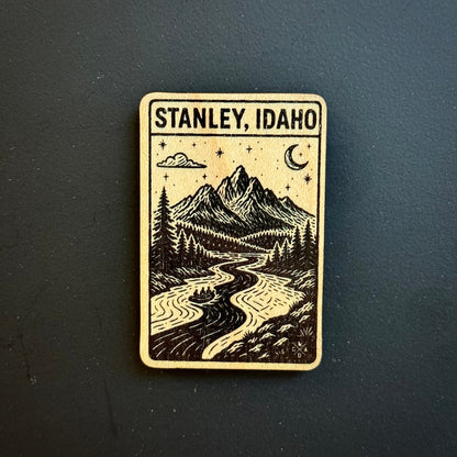 Stanley Idaho Night Cruise Wooden Magnet (Printed)