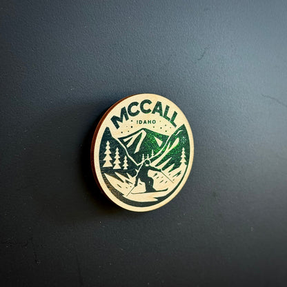 Skiing Mccall Idaho Wooden Magnet (Printed)