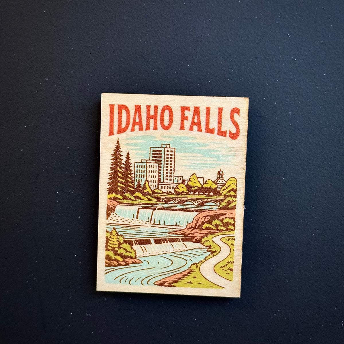 Idaho Falls Portrait Wooden Magnet (Printed)
