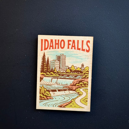 Idaho Falls Portrait Wooden Magnet (Printed)