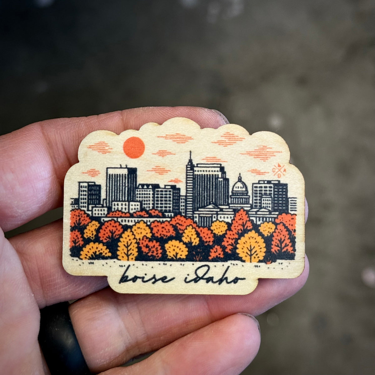 Boise Idaho Skyline Wooden Magnet (Printed)