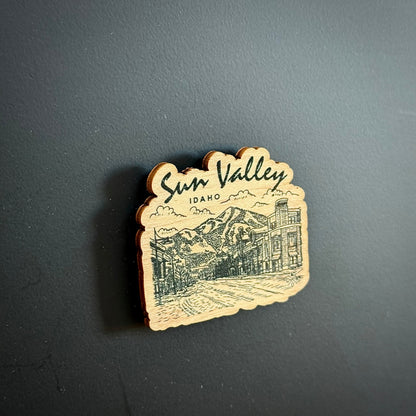 Sun Valley Idaho Downtown Wooden Magnet (Printed)
