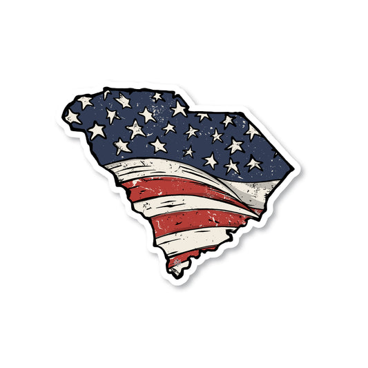 South Carolina American Flag Sticker