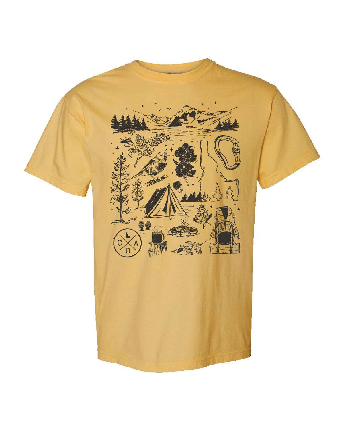 Coeur d'Alene Explorer Tee - Mustard (100% Cotton)