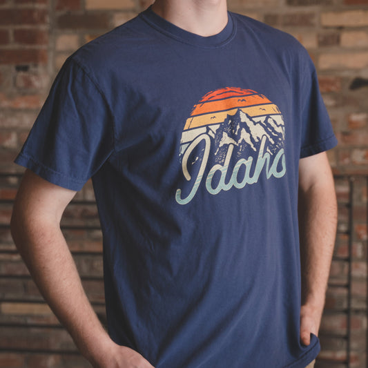Idaho Mountains Tee - China Blue (100% Cotton)