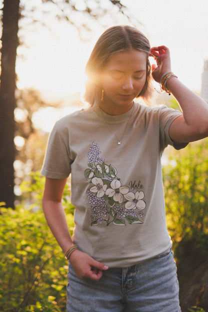Idaho Syringa State Flower Tee - Bay (100%)