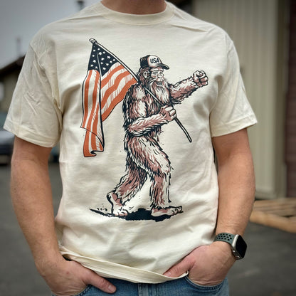 Bigfoot USA Flag Tee - Natural (100% Cotton)
