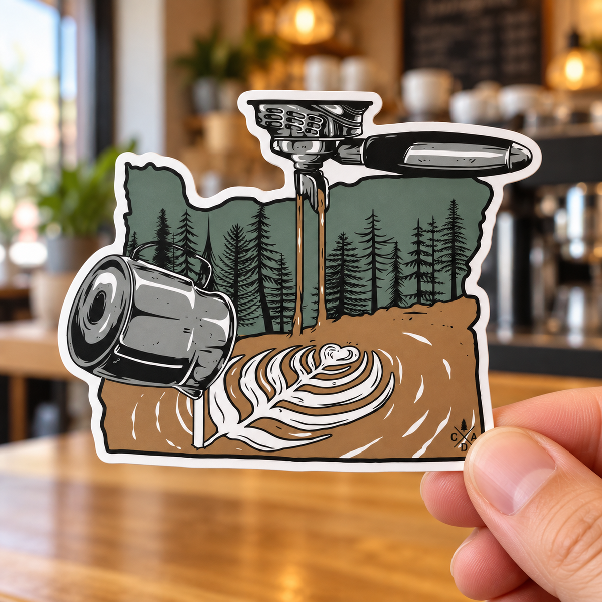 Oregon Latte Art Sticker