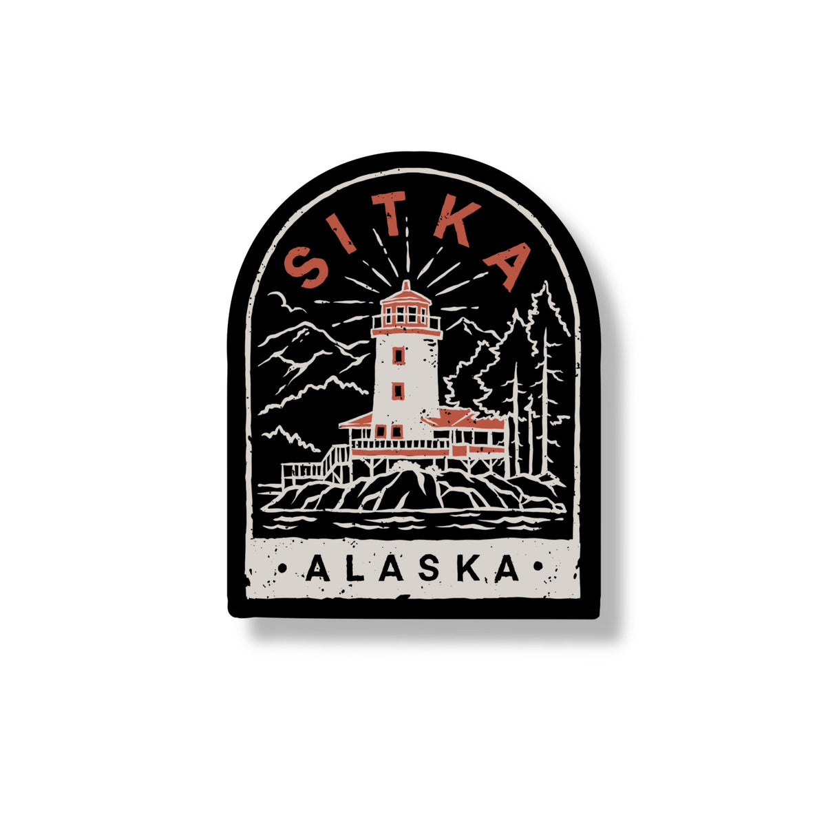Rugged Sitka Lighthouse Sticker