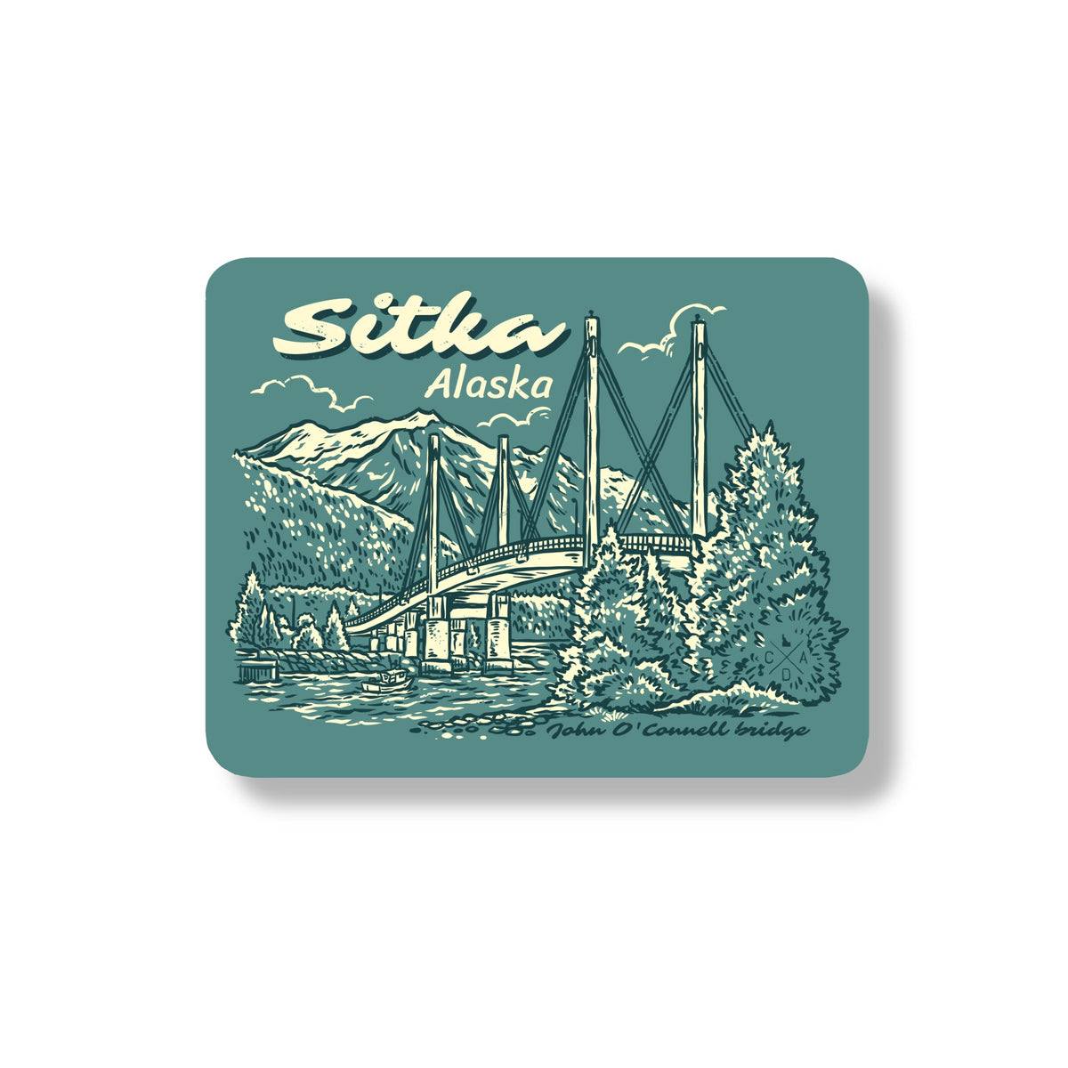 John O'Connel Bridge Sitka Alaska Sticker